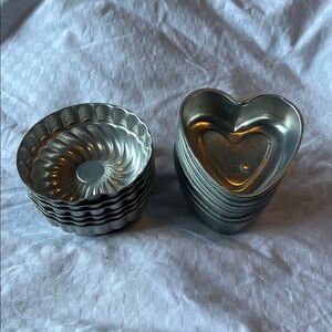 Silver Metal Baking Molds Set